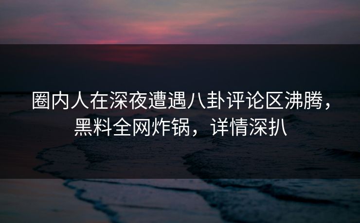 圈内人在深夜遭遇八卦评论区沸腾，黑料全网炸锅，详情深扒