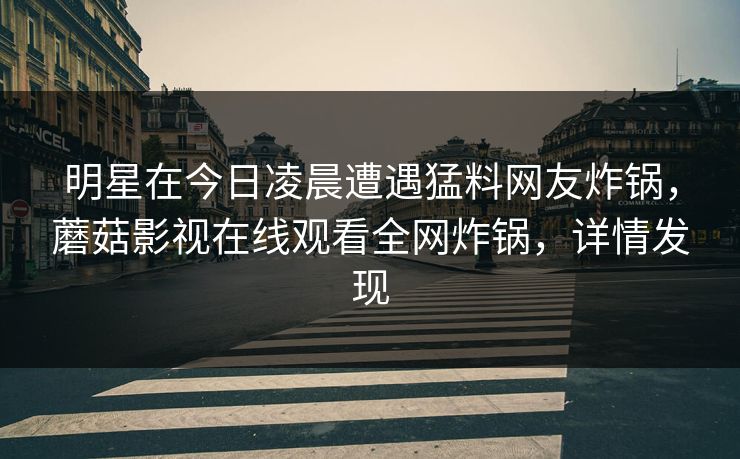 明星在今日凌晨遭遇猛料网友炸锅，蘑菇影视在线观看全网炸锅，详情发现