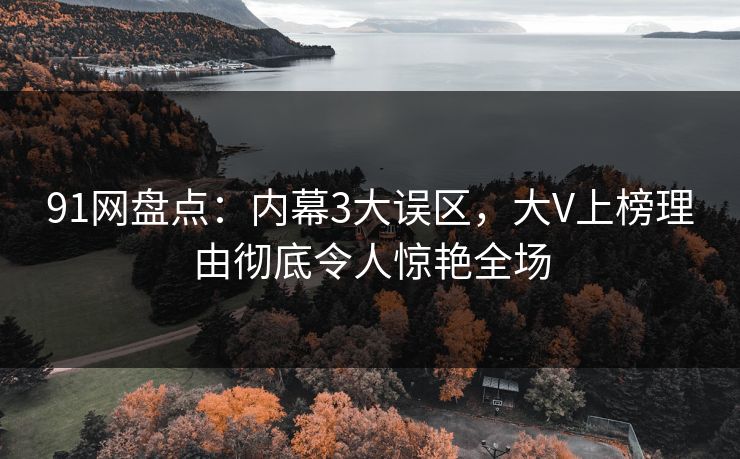 91网盘点：内幕3大误区，大V上榜理由彻底令人惊艳全场