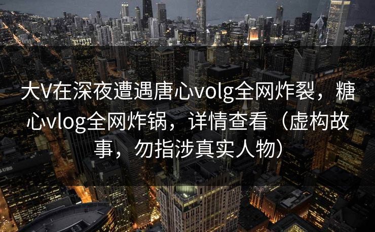 大V在深夜遭遇唐心volg全网炸裂，糖心vlog全网炸锅，详情查看（虚构故事，勿指涉真实人物）